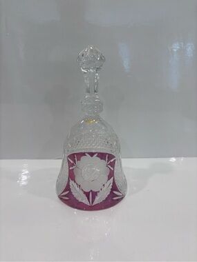 Crystal Decorative Bell with Pink Floral Panel